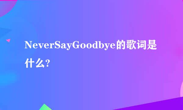 NeverSayGoodbye的歌词是什么?