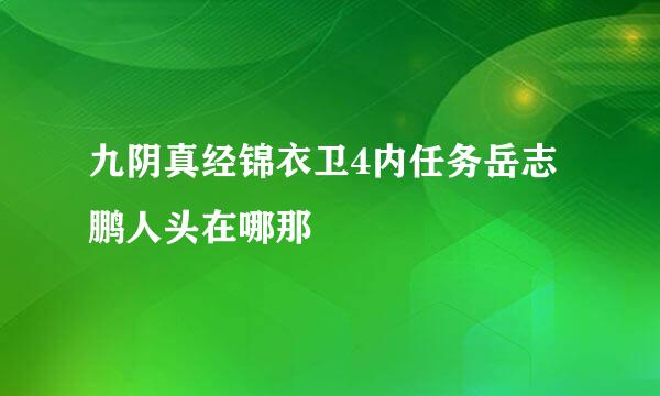 九阴真经锦衣卫4内任务岳志鹏人头在哪那