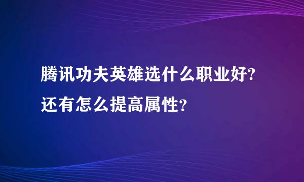 腾讯功夫英雄选什么职业好? 还有怎么提高属性？