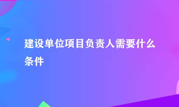 建设单位项目负责人需要什么条件