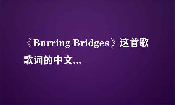 《Burring Bridges》这首歌歌词的中文大意是什么