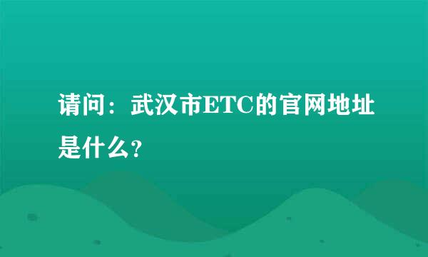 请问：武汉市ETC的官网地址是什么？