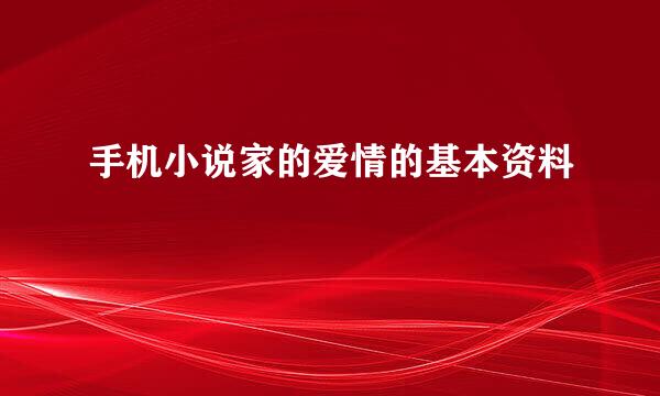 手机小说家的爱情的基本资料