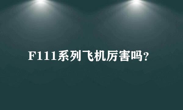 F111系列飞机厉害吗？