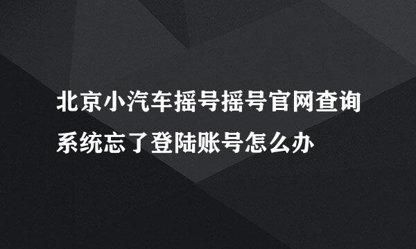 北京小汽车摇号摇号官网查询系统忘了登陆账号怎么办