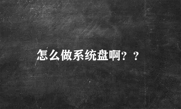 怎么做系统盘啊？？