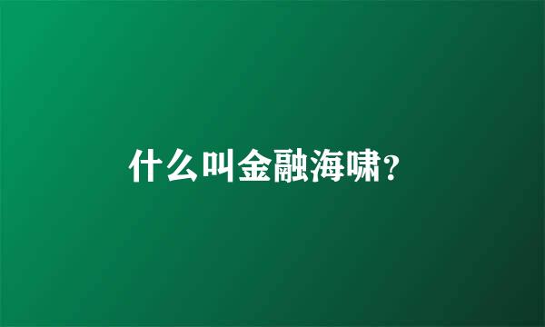 什么叫金融海啸？