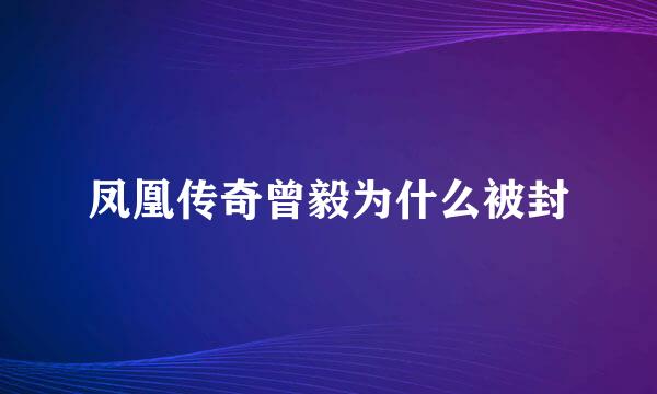 凤凰传奇曾毅为什么被封