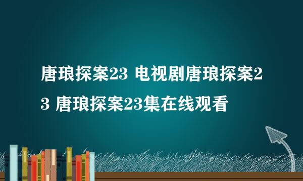 唐琅探案23 电视剧唐琅探案23 唐琅探案23集在线观看