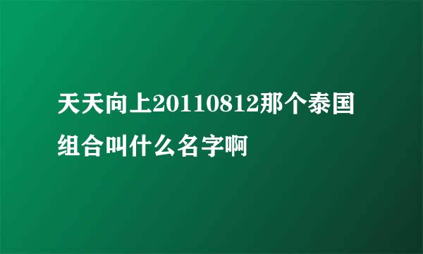 天天向上20110812那个泰国组合叫什么名字啊