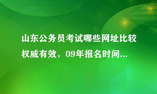 山东公务员考试哪些网址比较权威有效，09年报名时间还没处吗？