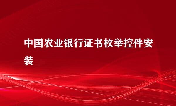 中国农业银行证书枚举控件安装