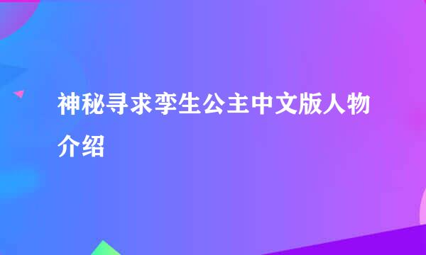 神秘寻求孪生公主中文版人物介绍