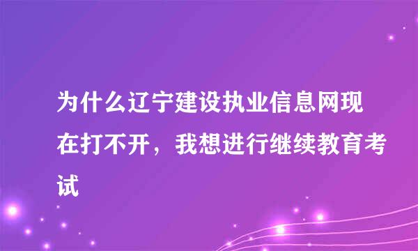 为什么辽宁建设执业信息网现在打不开，我想进行继续教育考试