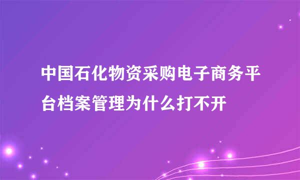 中国石化物资采购电子商务平台档案管理为什么打不开