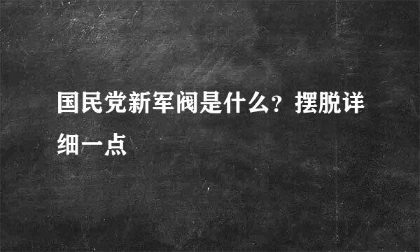 国民党新军阀是什么？摆脱详细一点