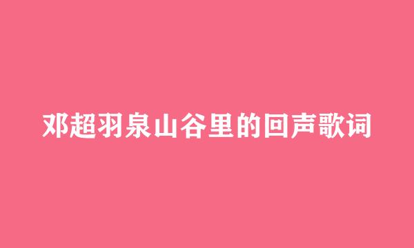 邓超羽泉山谷里的回声歌词