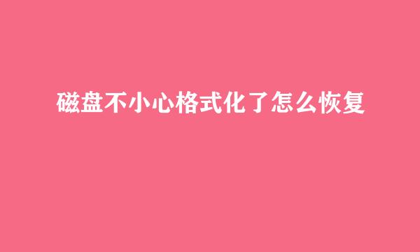 磁盘不小心格式化了怎么恢复