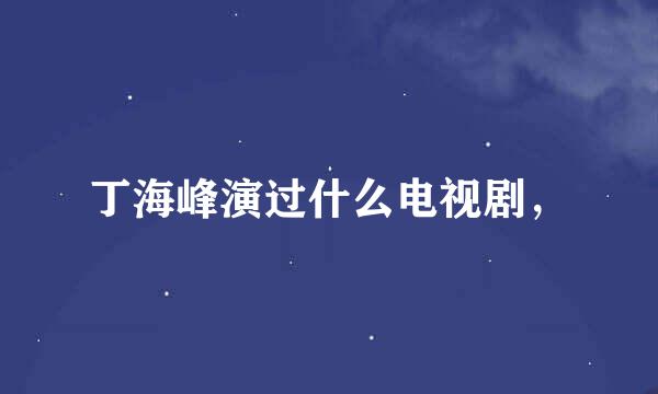 丁海峰演过什么电视剧，