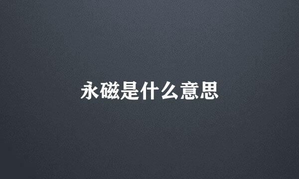 永磁是什么意思