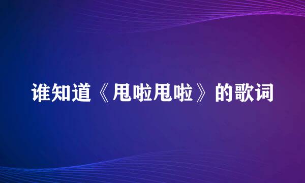 谁知道《甩啦甩啦》的歌词