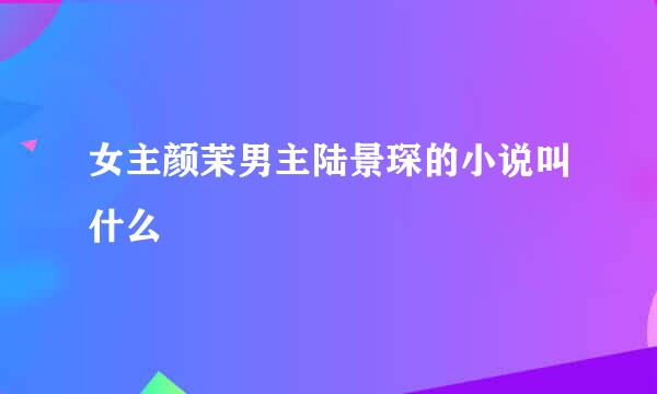 女主颜茉男主陆景琛的小说叫什么