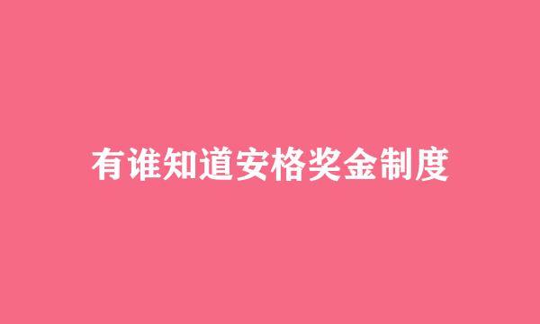 有谁知道安格奖金制度