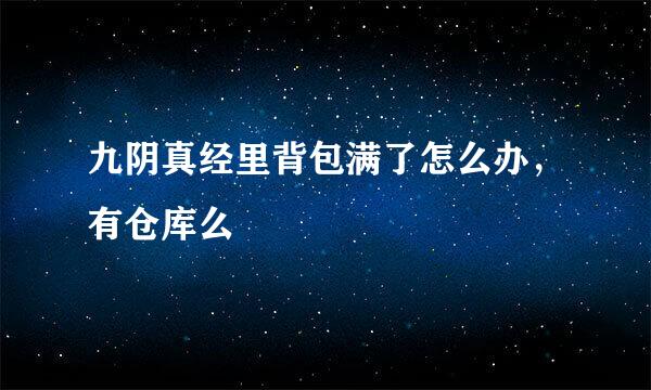 九阴真经里背包满了怎么办，有仓库么