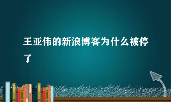 王亚伟的新浪博客为什么被停了