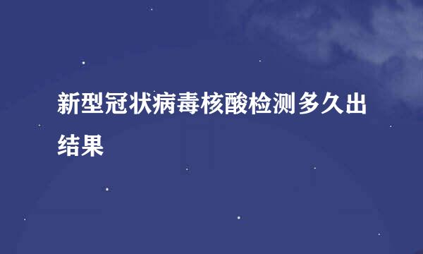 新型冠状病毒核酸检测多久出结果