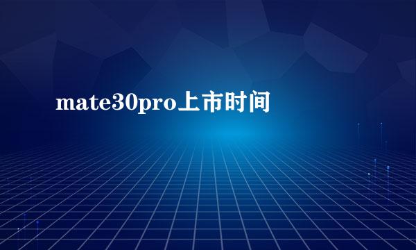 mate30pro上市时间