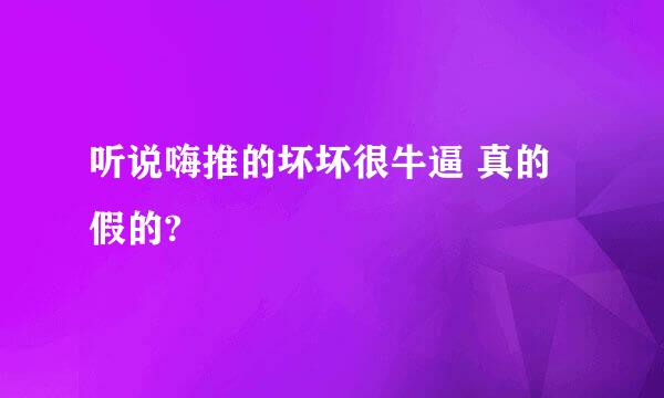 听说嗨推的坏坏很牛逼 真的假的?