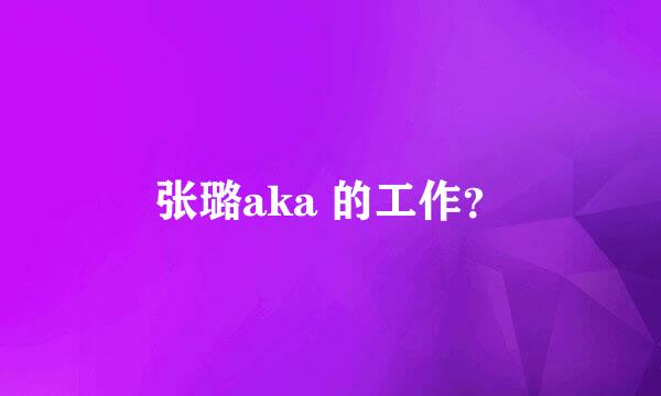 张璐aka 的工作？