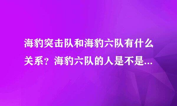 海豹突击队和海豹六队有什么关系？海豹六队的人是不是从海豹突击队里面挑选的？