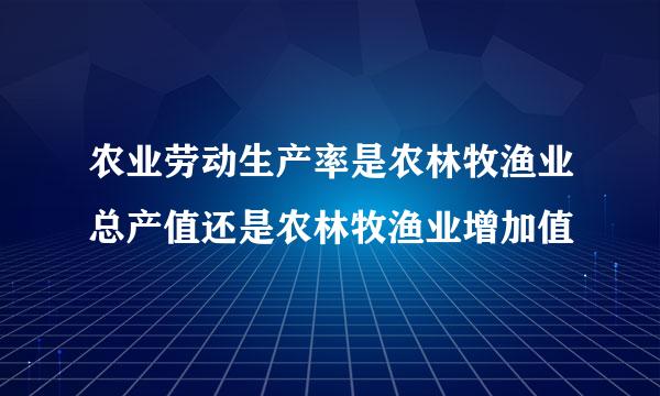 农业劳动生产率是农林牧渔业总产值还是农林牧渔业增加值