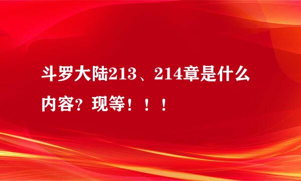 斗罗大陆213、214章是什么内容？现等！！！