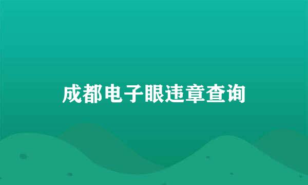 成都电子眼违章查询