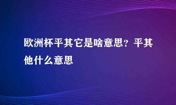 欧洲杯平其它是啥意思？平其他什么意思