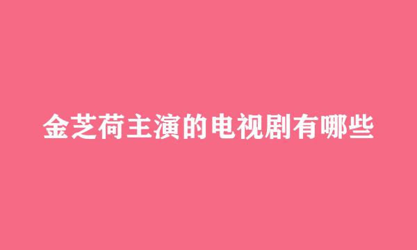 金芝荷主演的电视剧有哪些