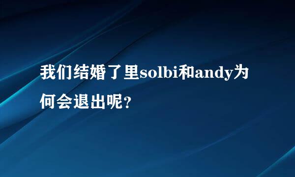 我们结婚了里solbi和andy为何会退出呢？