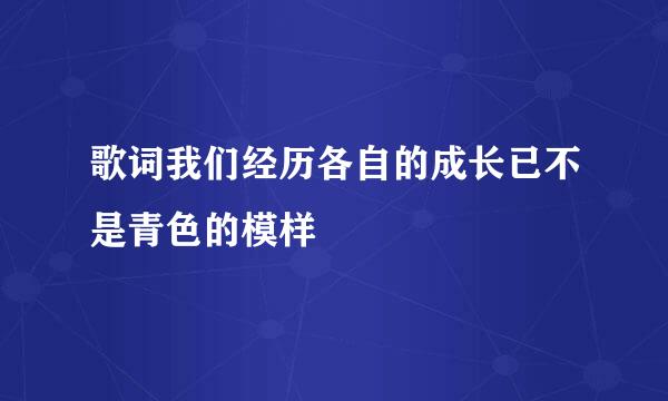 歌词我们经历各自的成长已不是青色的模样