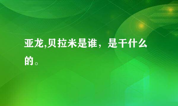 亚龙,贝拉米是谁，是干什么的。