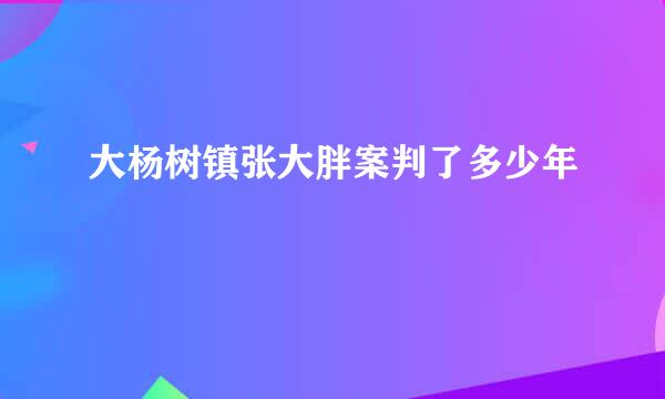 大杨树镇张大胖案判了多少年