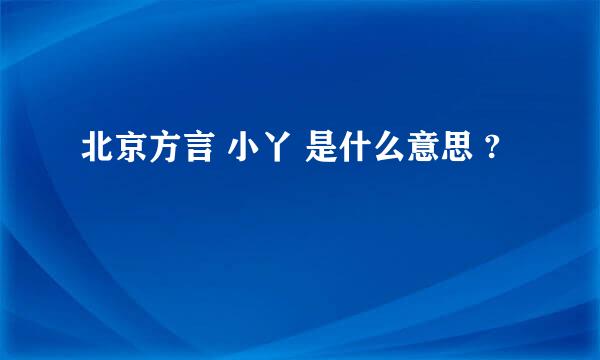 北京方言 小丫 是什么意思 ?