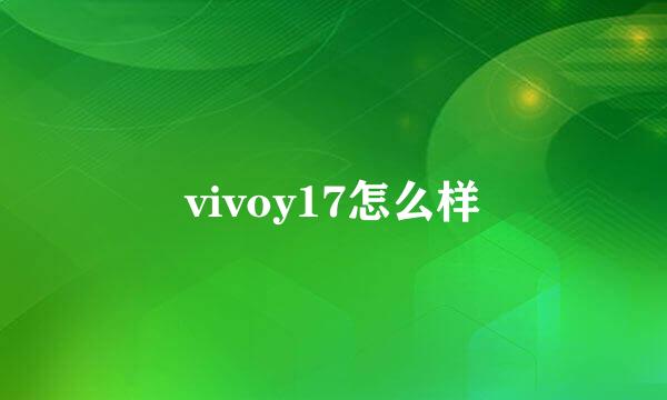 vivoy17怎么样