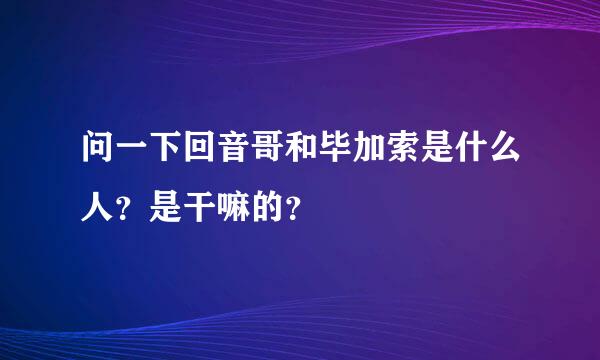 问一下回音哥和毕加索是什么人？是干嘛的？