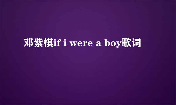 邓紫棋if i were a boy歌词