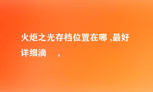 火炬之光存档位置在哪 ,最好详细滴  ,