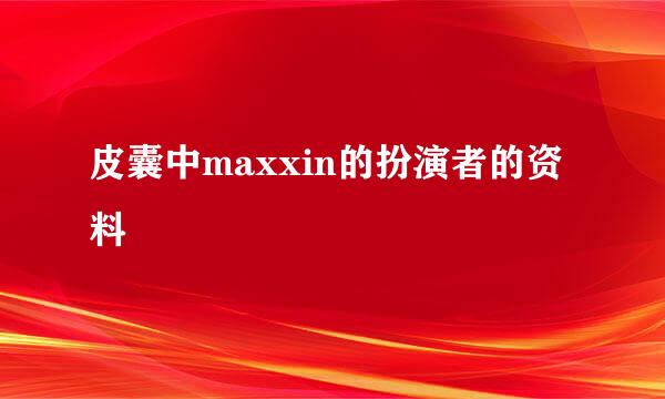 皮囊中maxxin的扮演者的资料