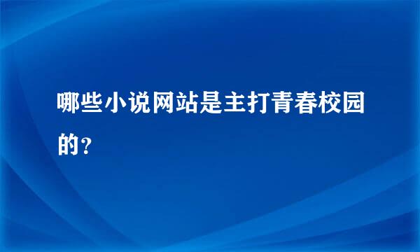 哪些小说网站是主打青春校园的？